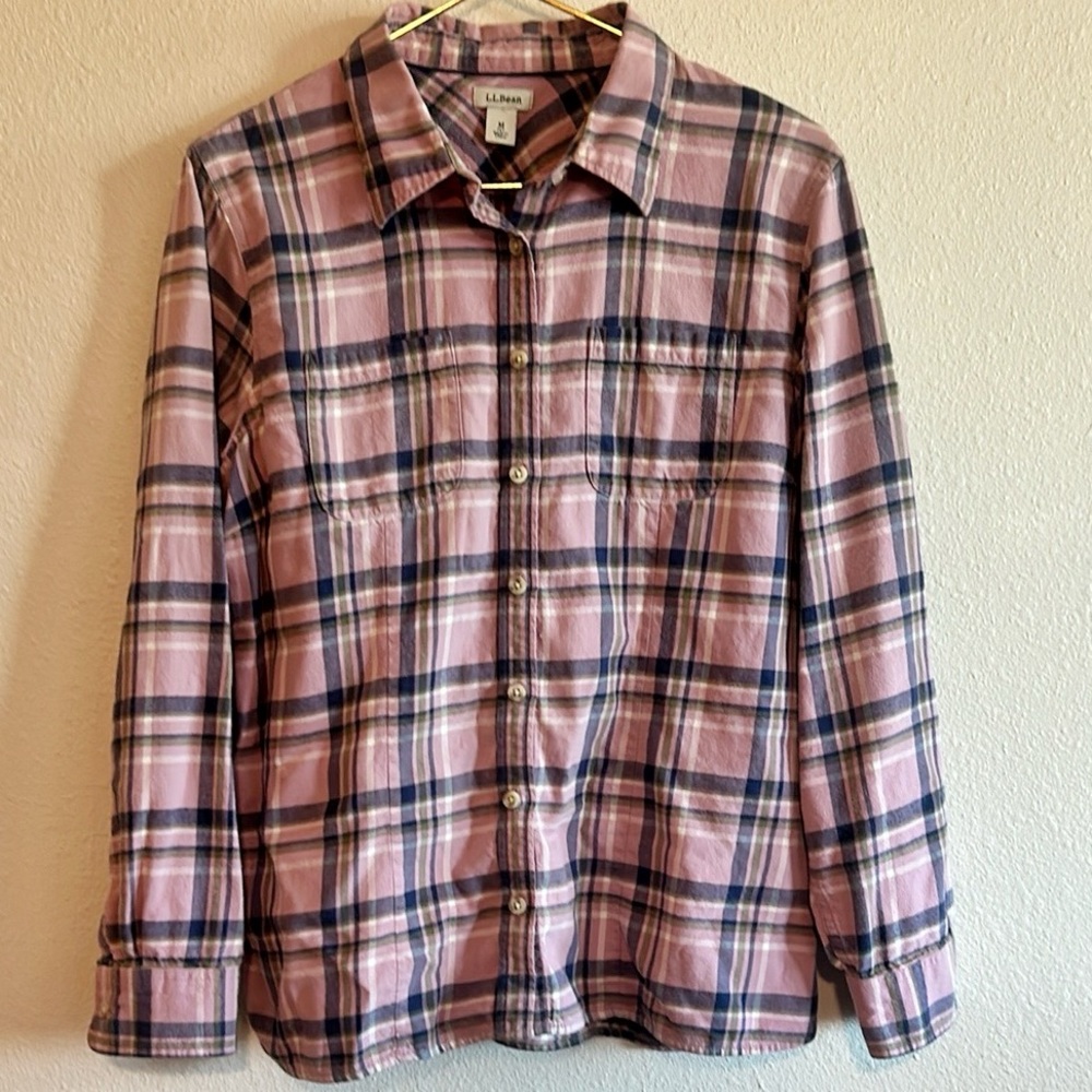 L.L. Bean Pink and Blue Plaid Shirt